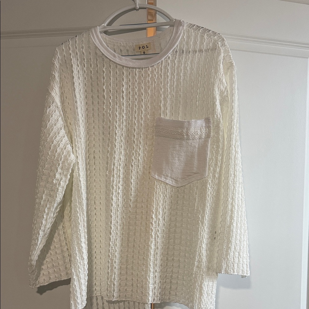 POL White Textured Blouse